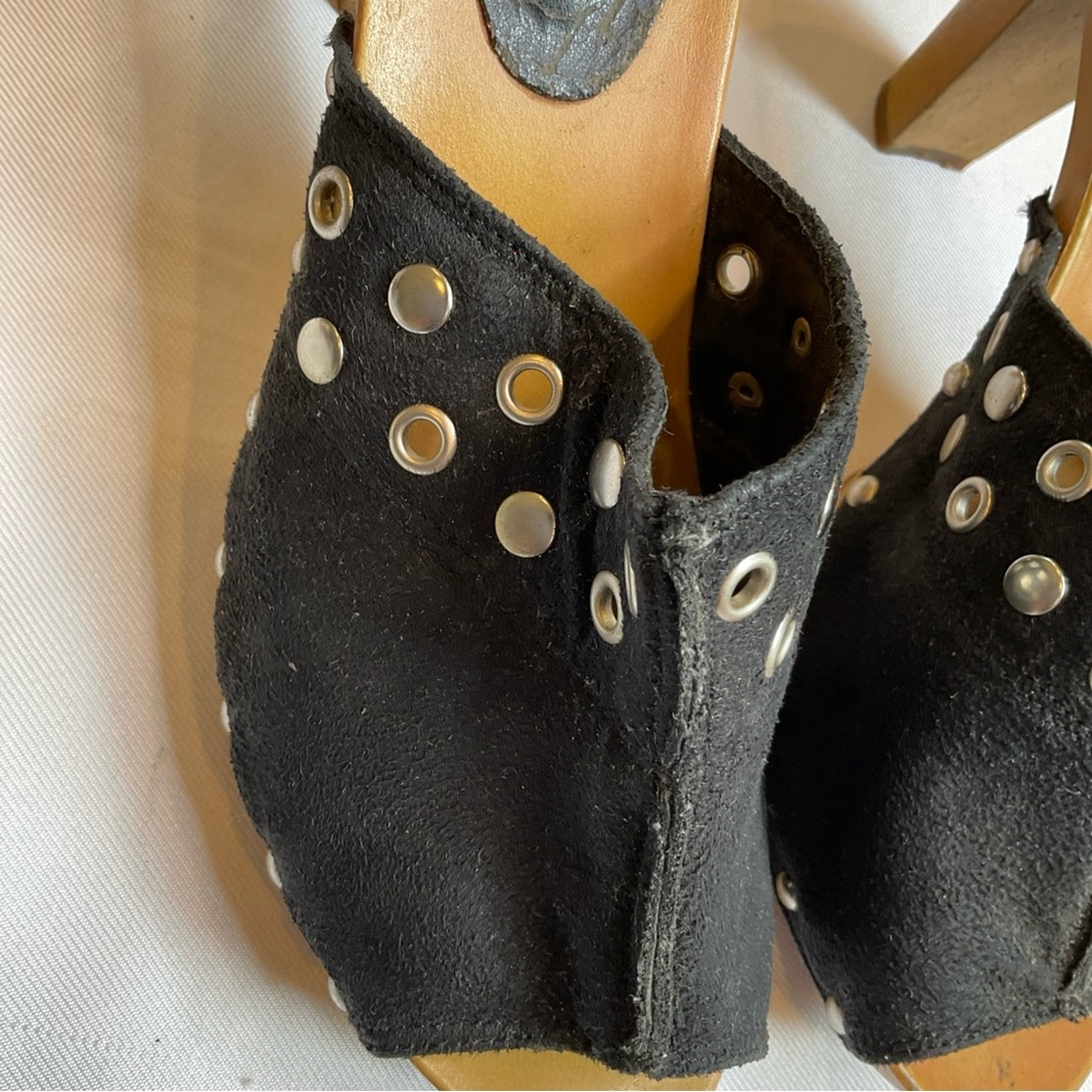 Y2k Studded Mule Clogs with Chunky Wood Heel size 9 Playform Vintage - Picture 4 of 8